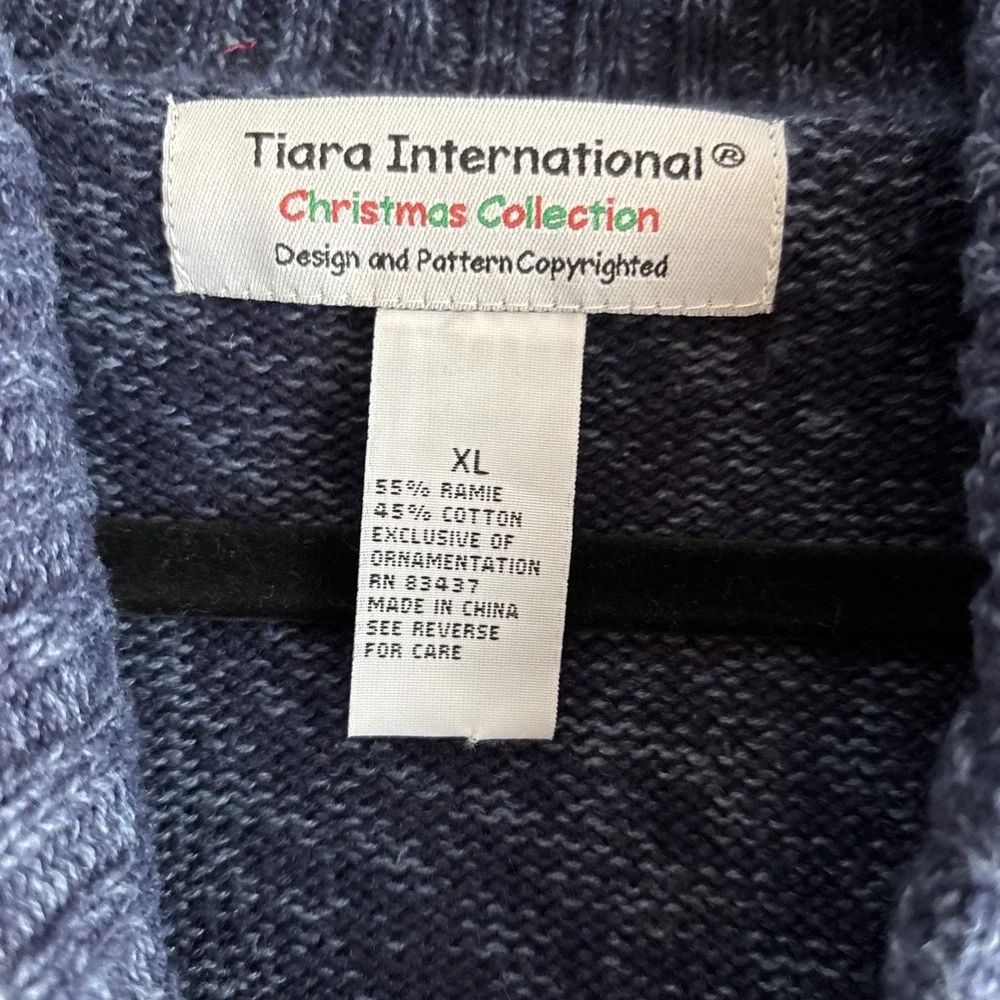 Vtg Tiara International Christmas Sweater Womens XL‎ Embellished Knitted Grandma